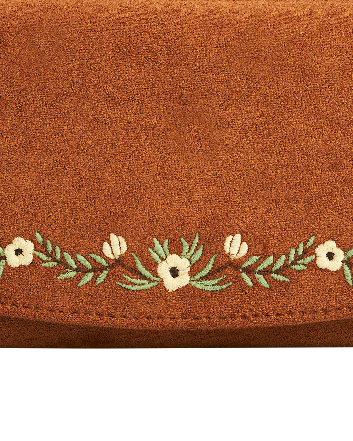 Tan Floral Embroidered Purse Large
