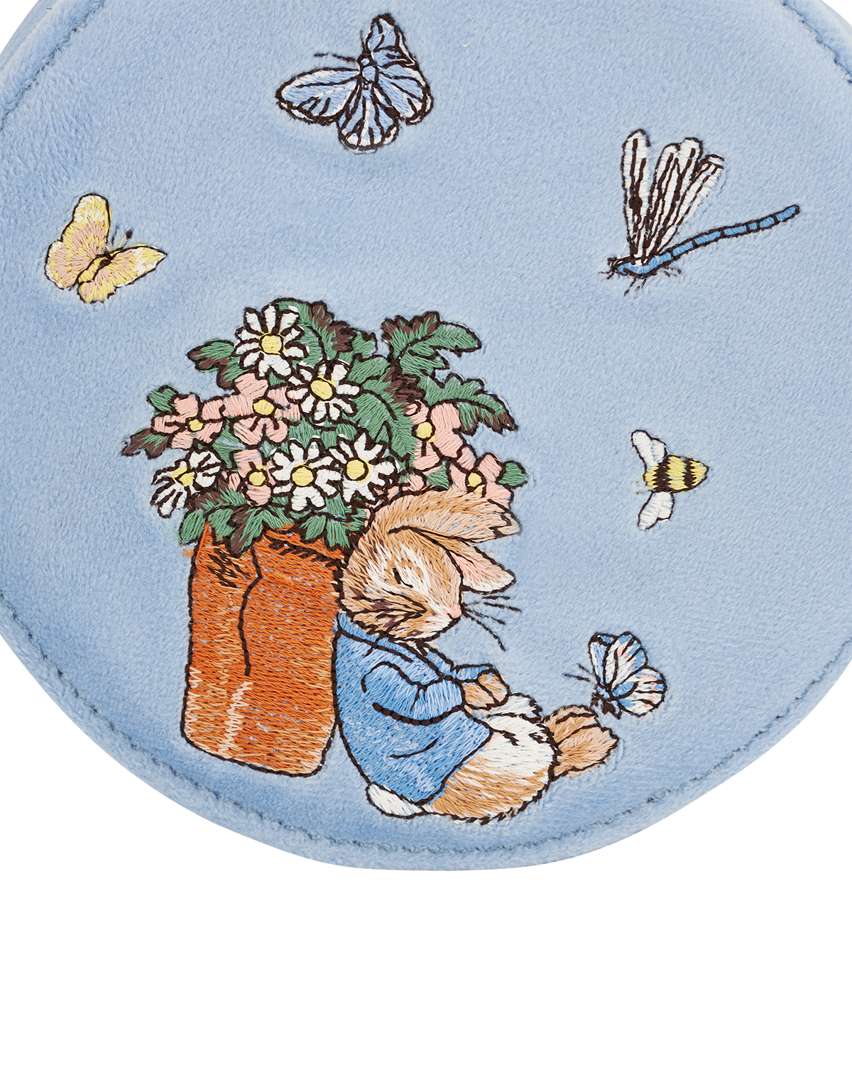 Fable England x Peter Rabbit Blue Velvet Embroidered Circle Jewellery Box