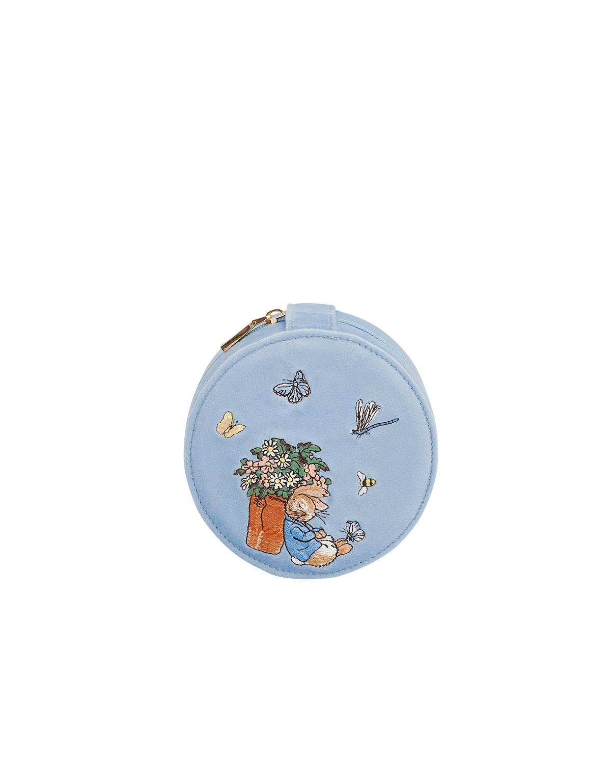 Fable England x Peter Rabbit Blue Velvet Embroidered Circle Jewellery Box