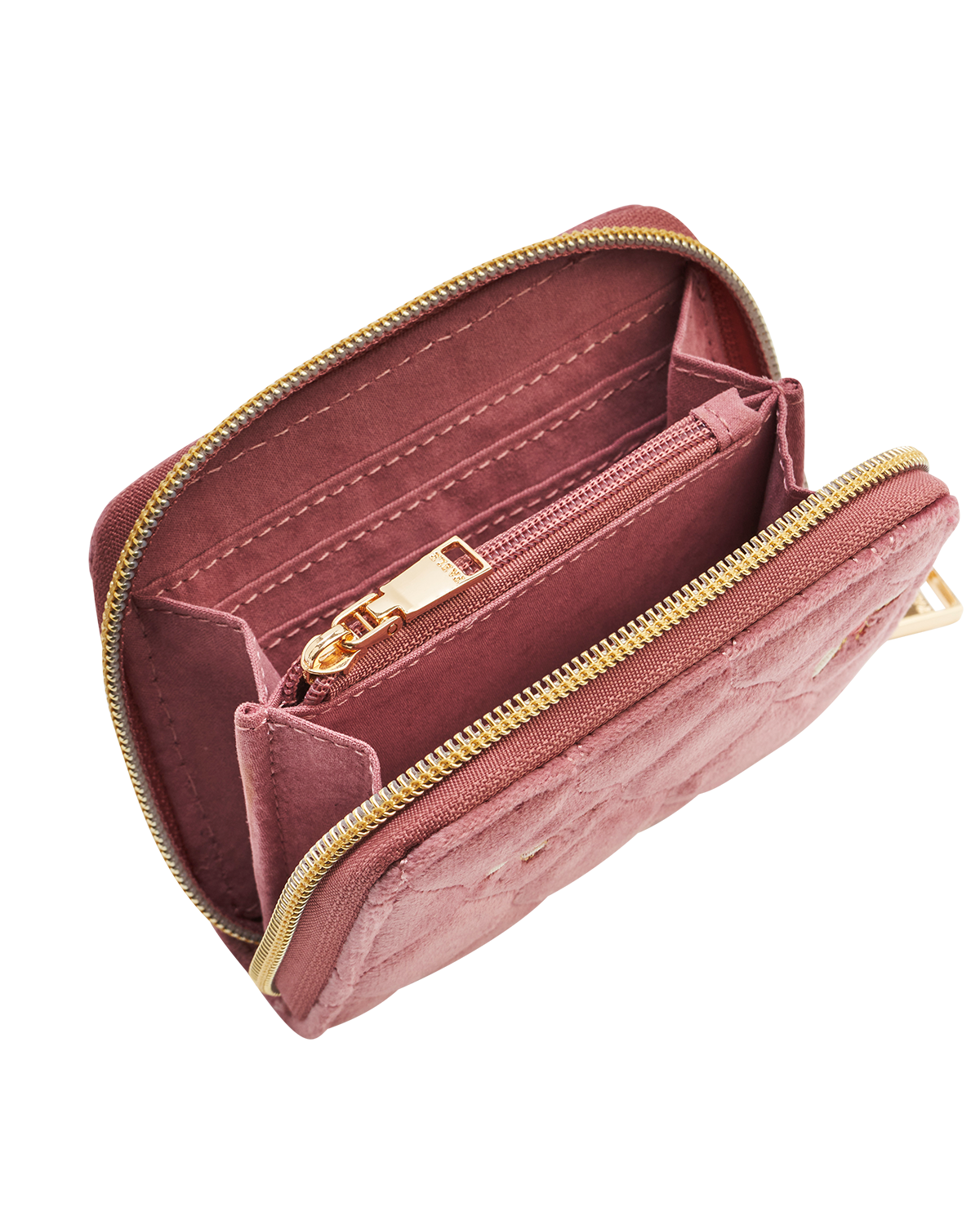 Quilted Bee Embroidered Small Purse in Rose Pink Velvet