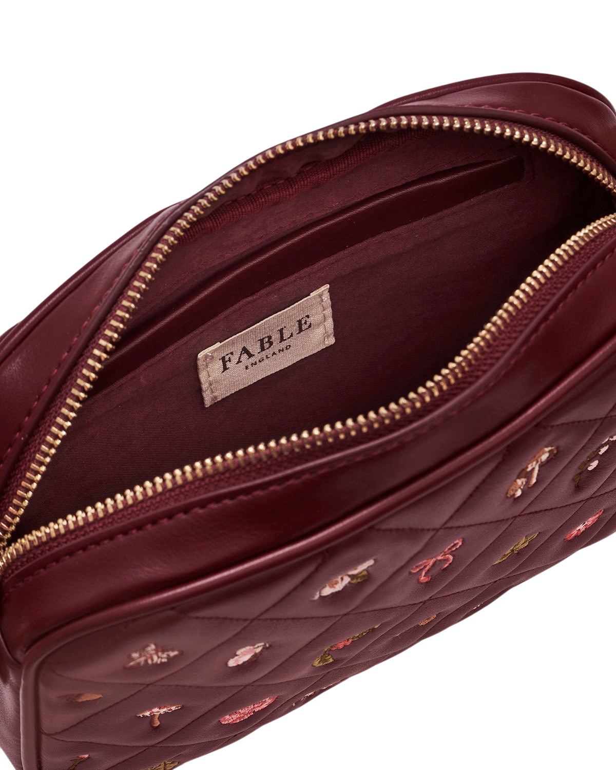 Alice Orla Embroidered Quilted Camera Bag in Burgundy