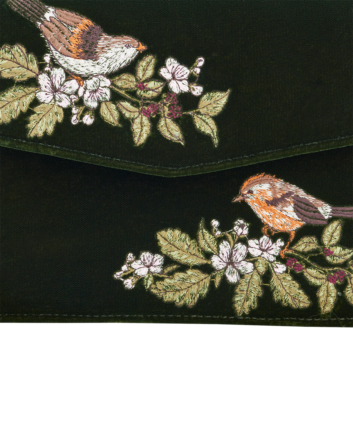 Eliza Wren Embroidered Top handle bag in Green Velvet