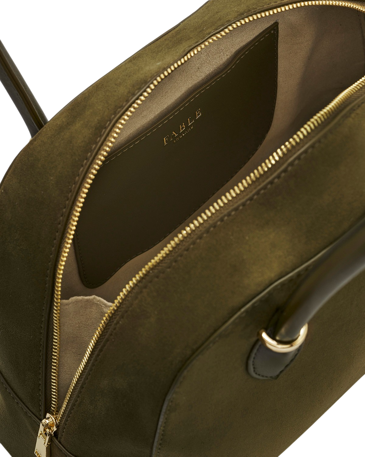 Amelia Faux Suede Shoulder Bag in Khaki