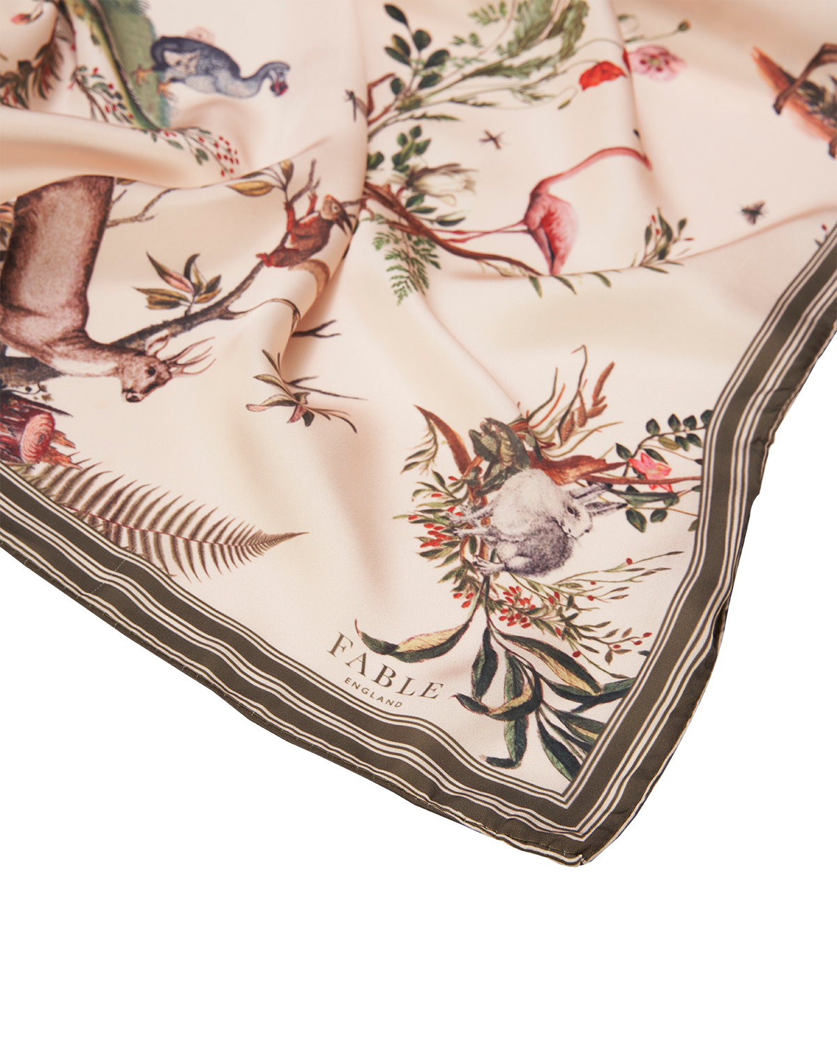Toile de Jouy Olive Green Square Scarf