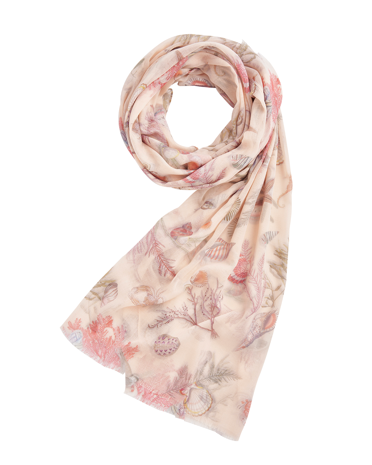 shell patterned scarf on a white background