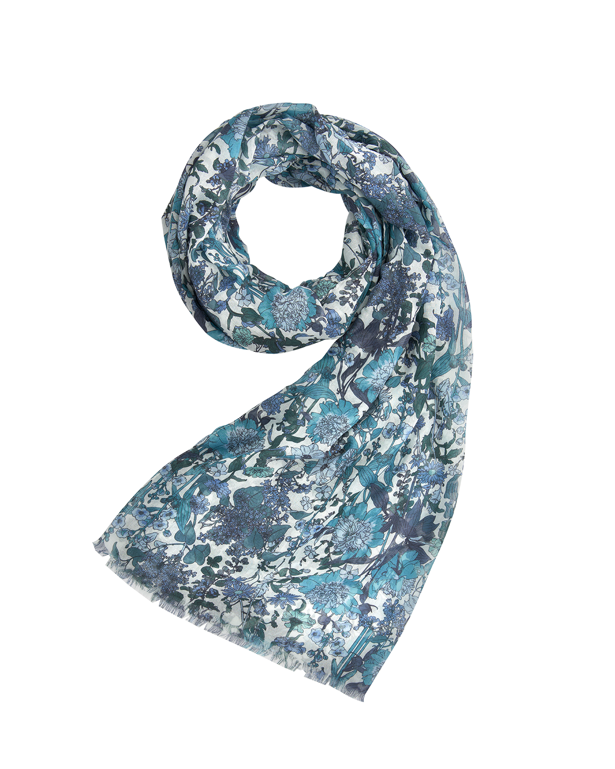 Blue Deco Blooms Lightweight Scarf