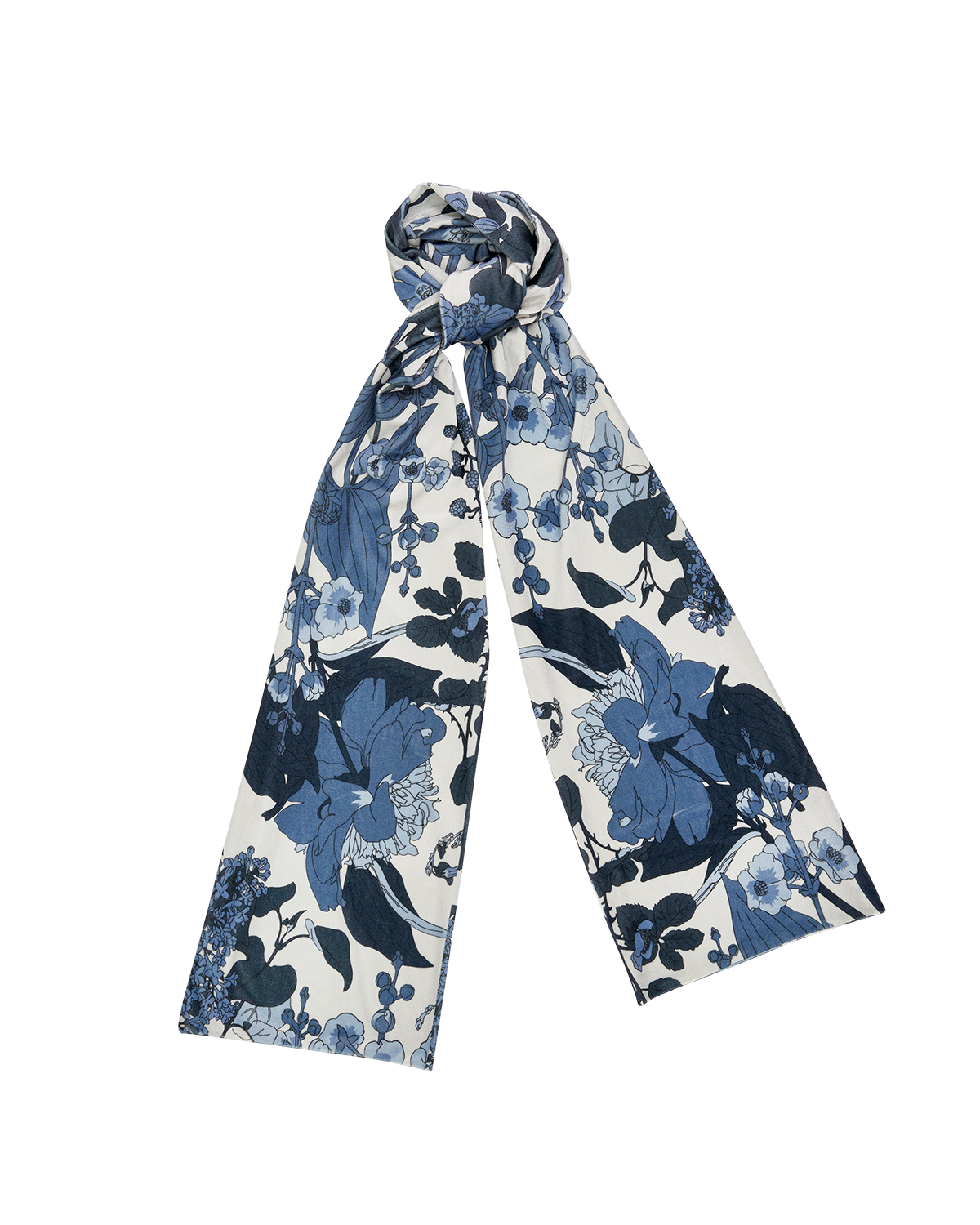 Blue Deco Blooms Tonal Velvet Scarf