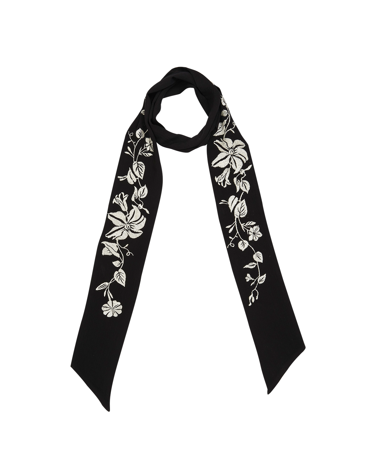 Fular Bohemio Bordado Floral Negro