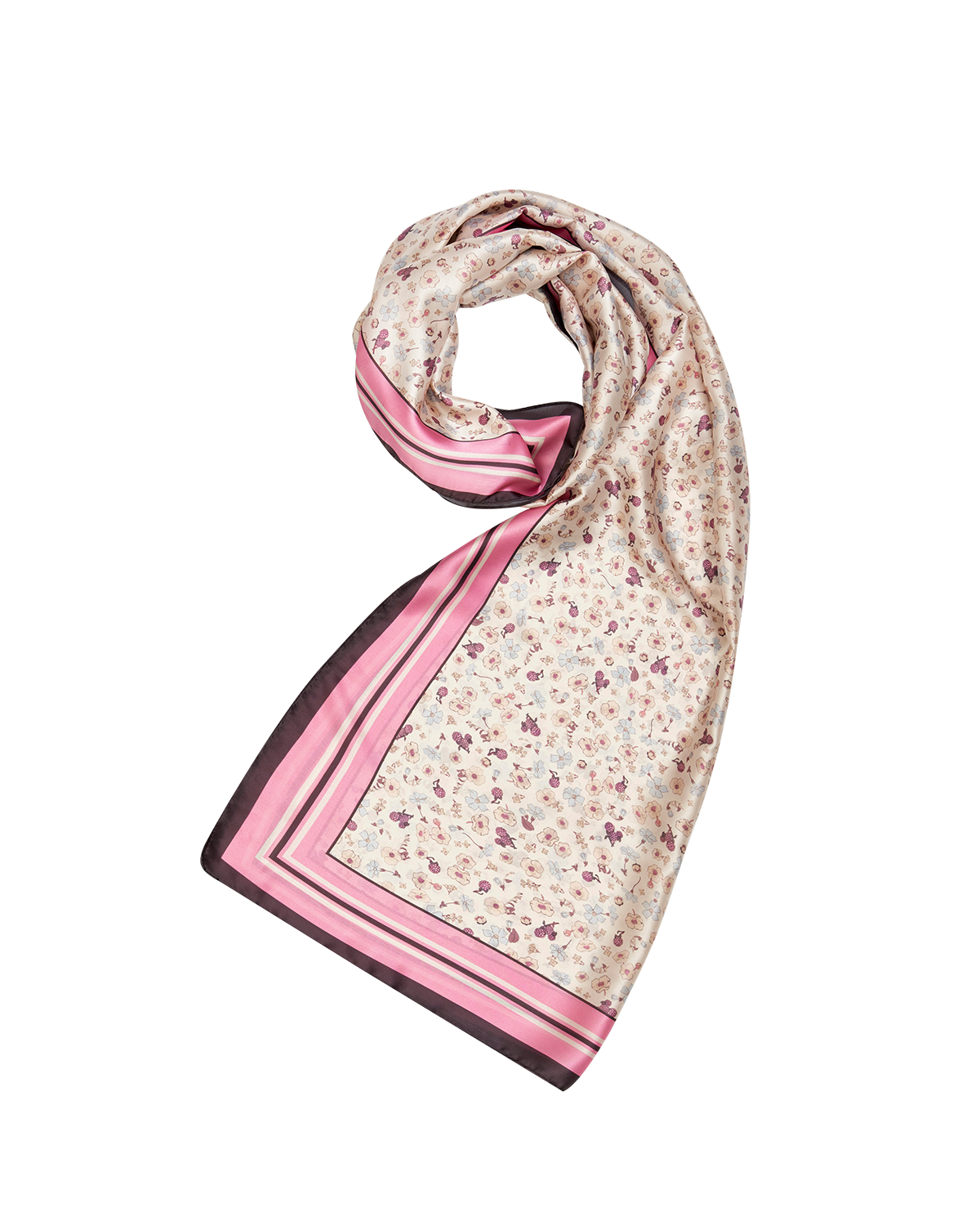 Deco Blooms Silky Lightweight Cream Scarf
