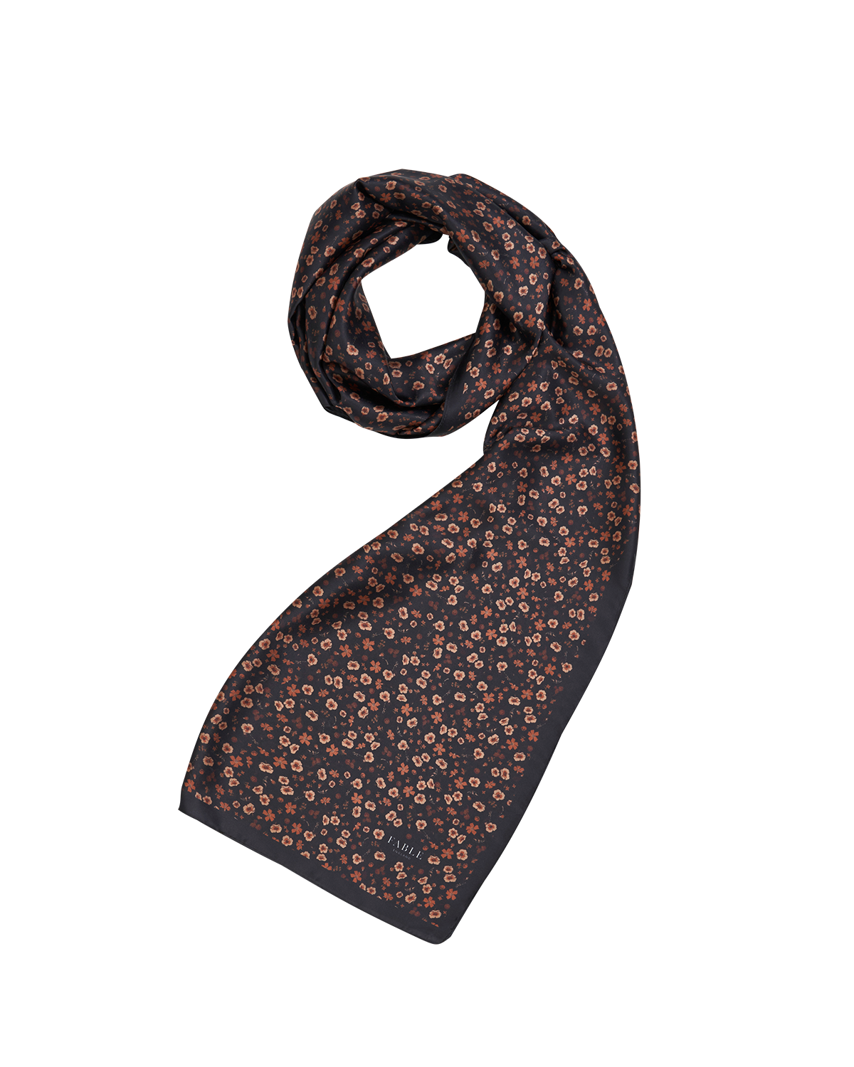 Deco Blooms Silky Lightweight Black Scarf