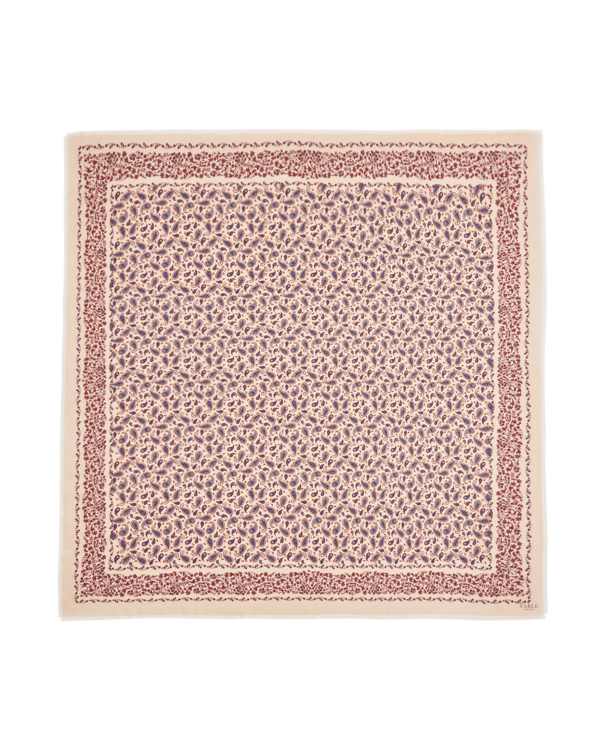 Square scarf with a subtle pattern on a white background