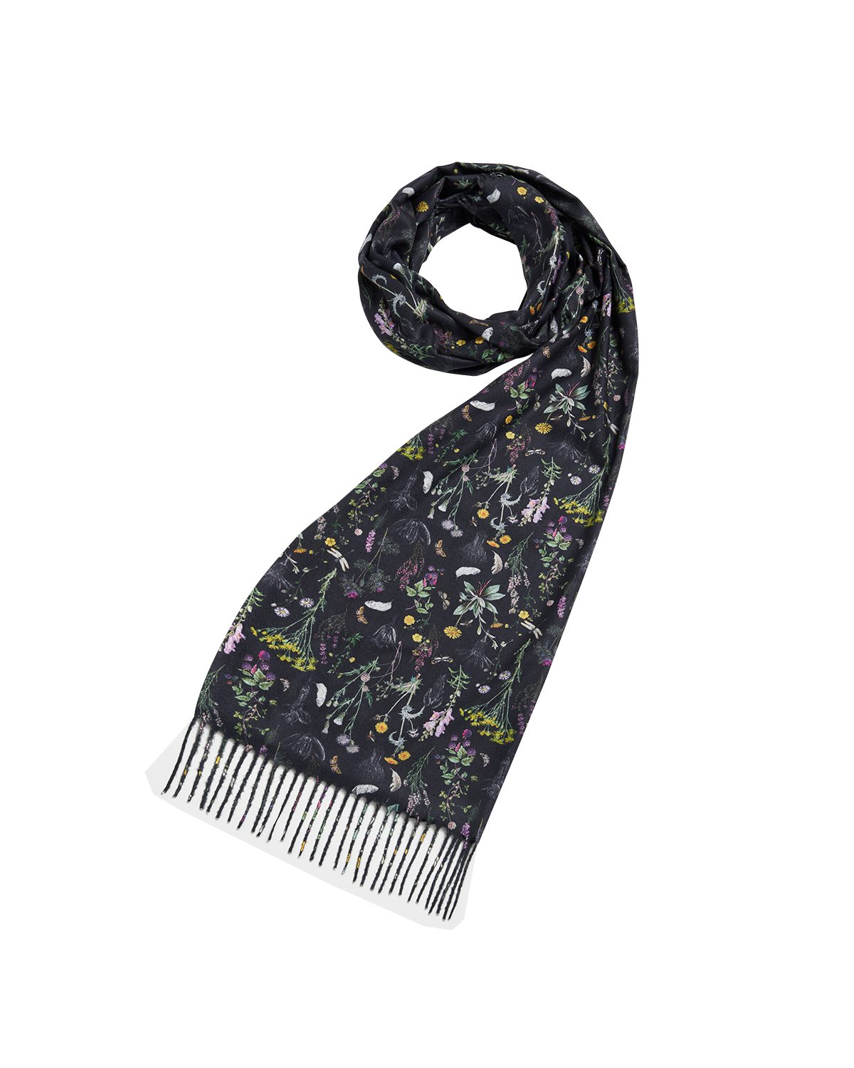 Scarf with a floral pattern on a white background