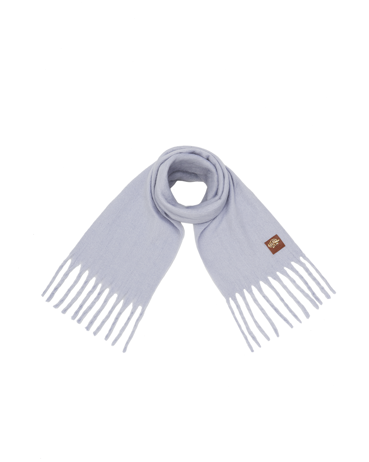 Light blue scarf with fringes on a white background