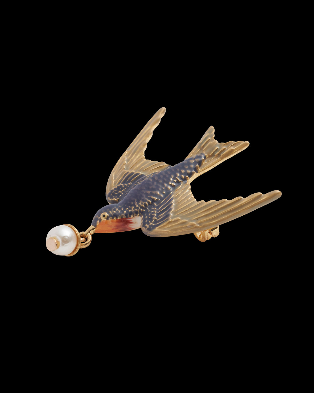 スワロー&パール ブローチ