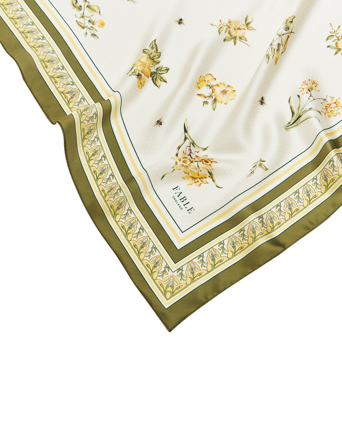 Yellow Nouveau Floral Square Scarf