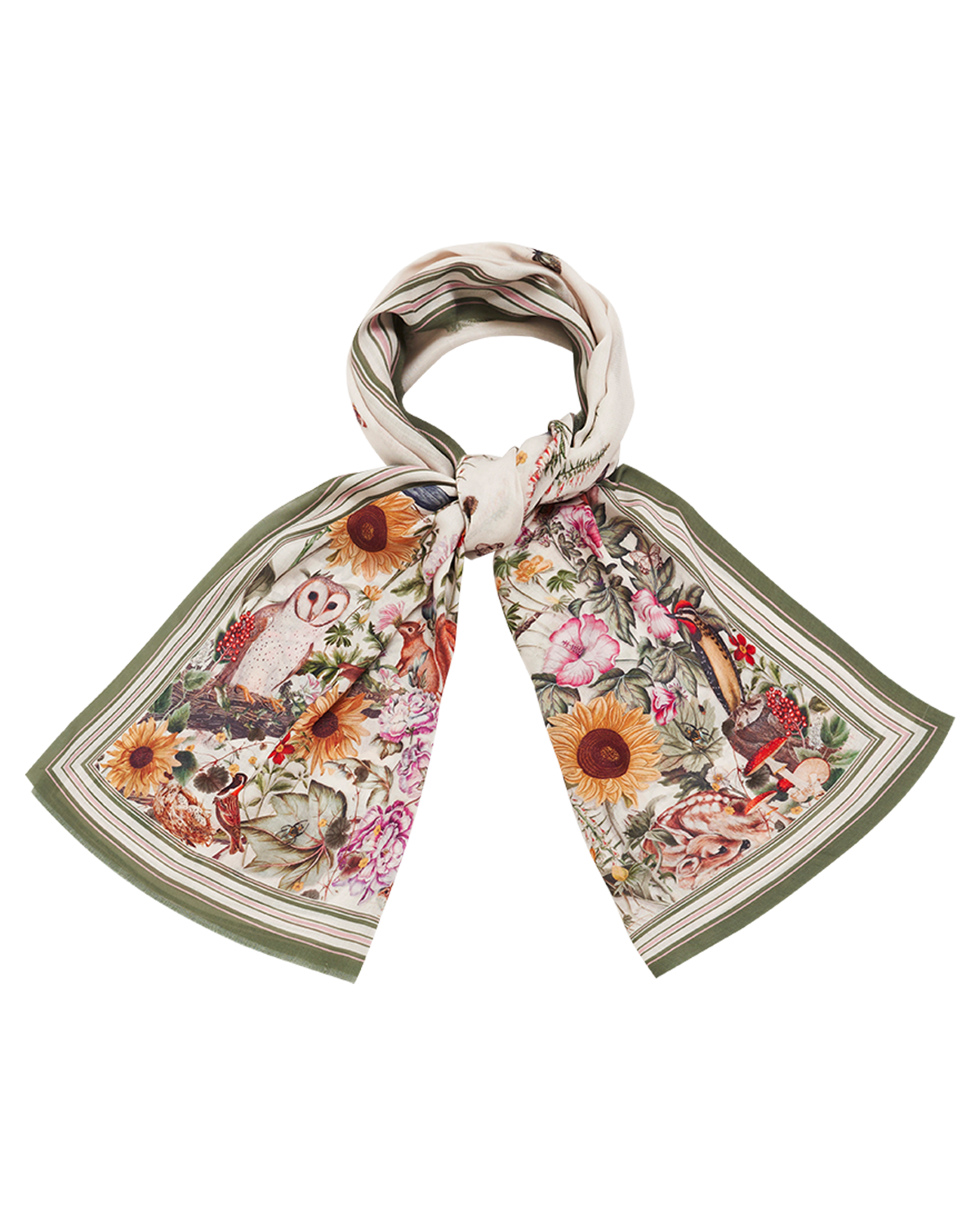 Ivory Botanical Large Rectangle Scarf