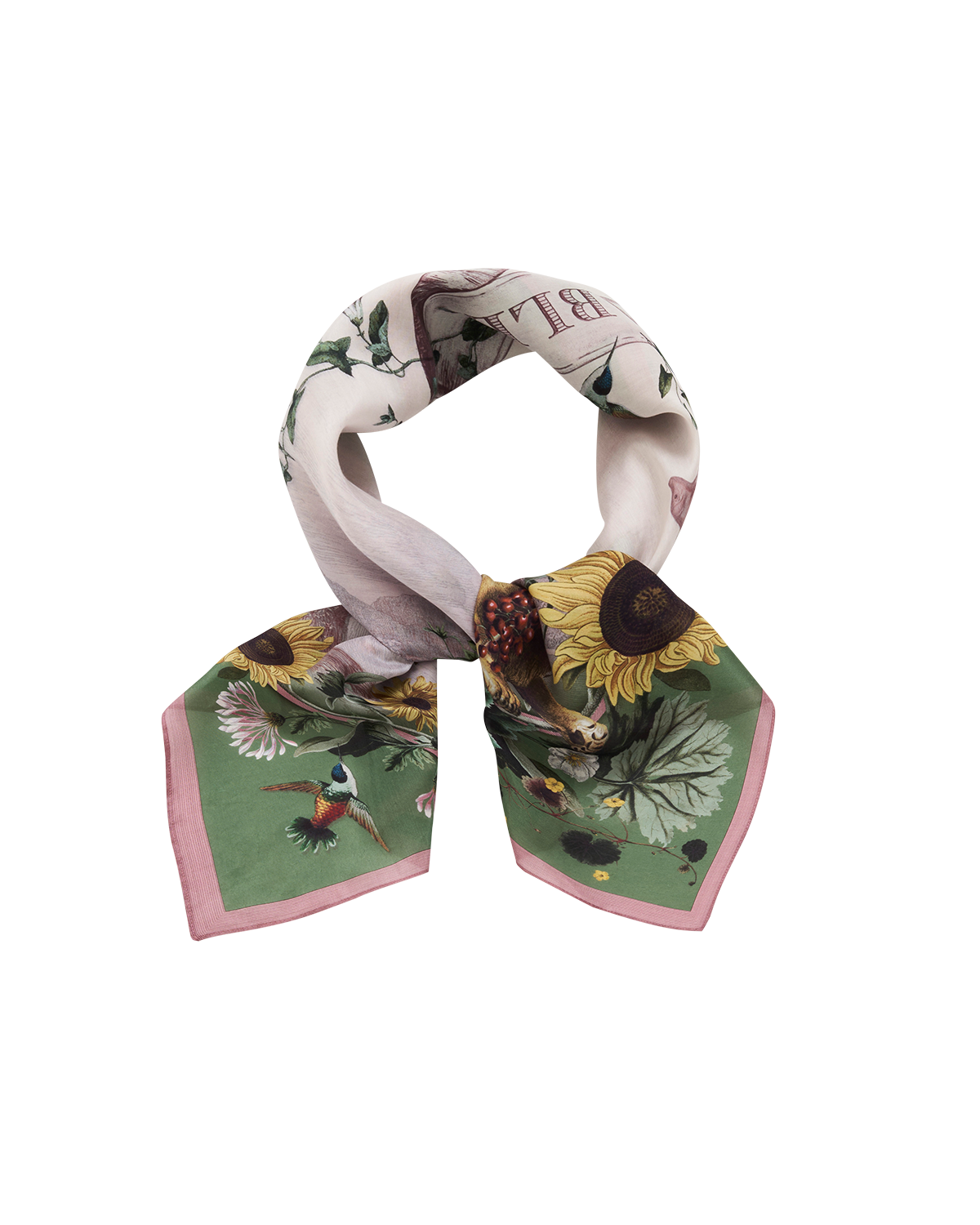 Circe Silk Blend Medium Square Scarf in Khaki