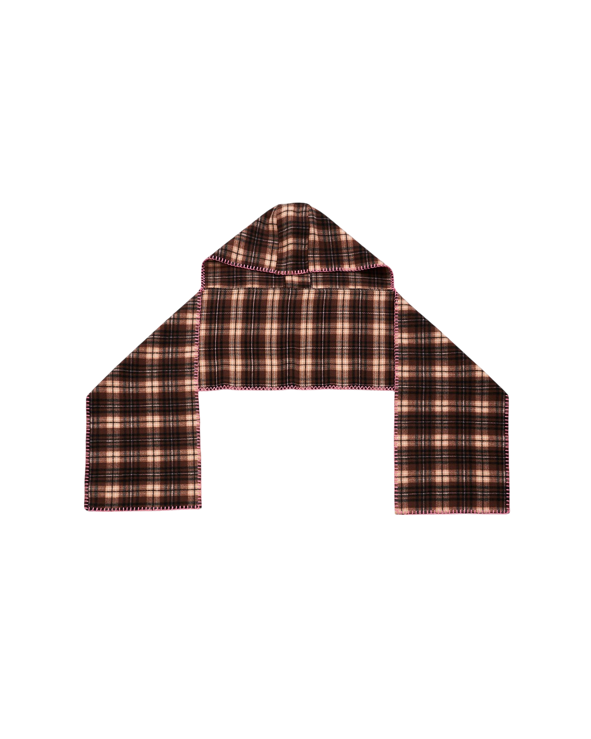 Check Hooded Scarf in Chocolate