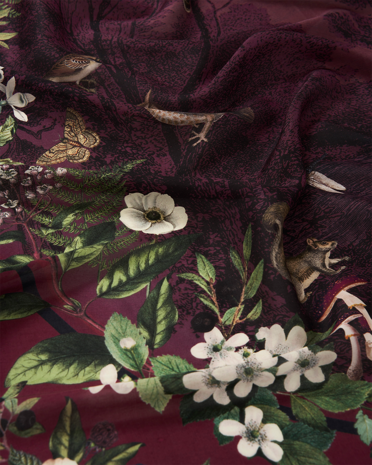 Orla Narrative Medium Square Scarf in Burgundy