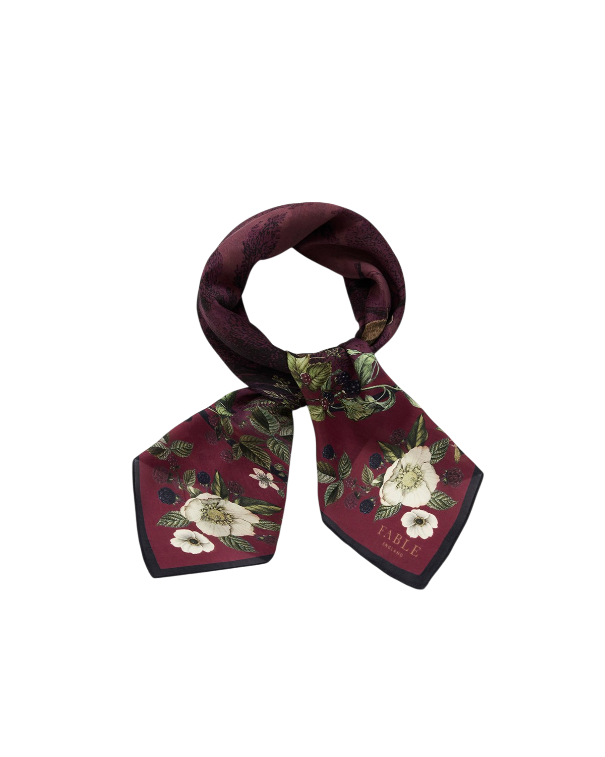 Orla Narrative Medium Square Scarf in Burgundy