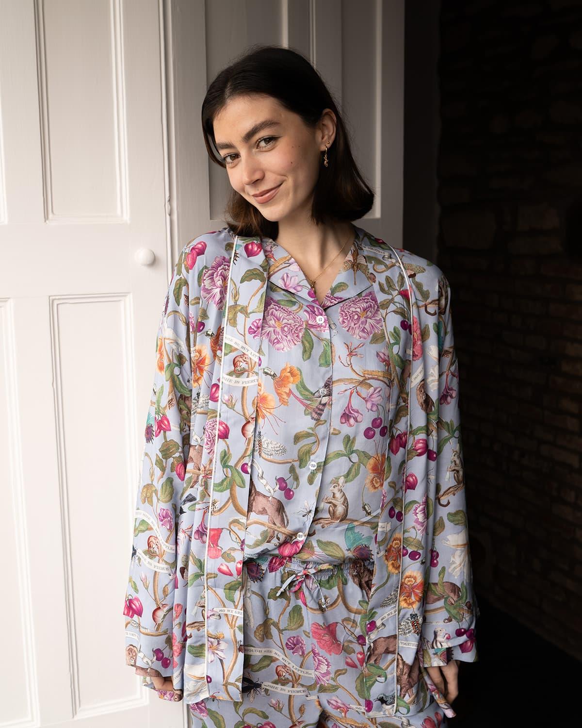 Kimono court Tree of Life bleu vintage