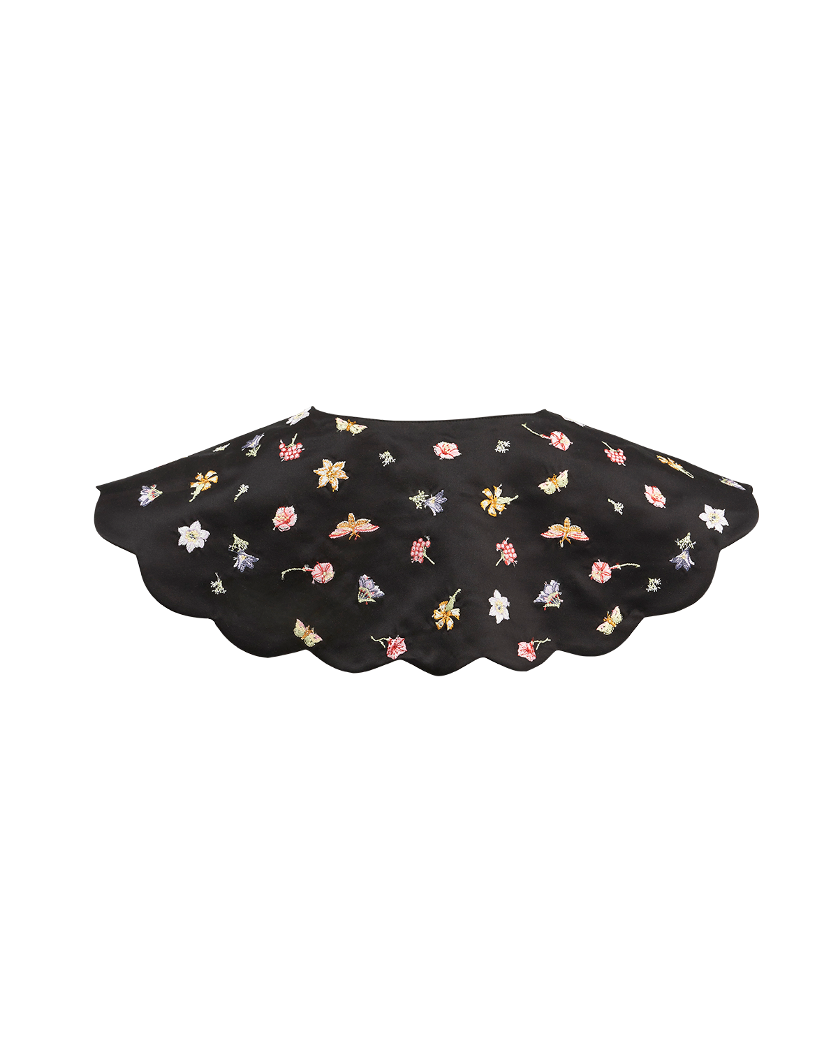 Floral Ditsy Black Satin Embroidered Collar