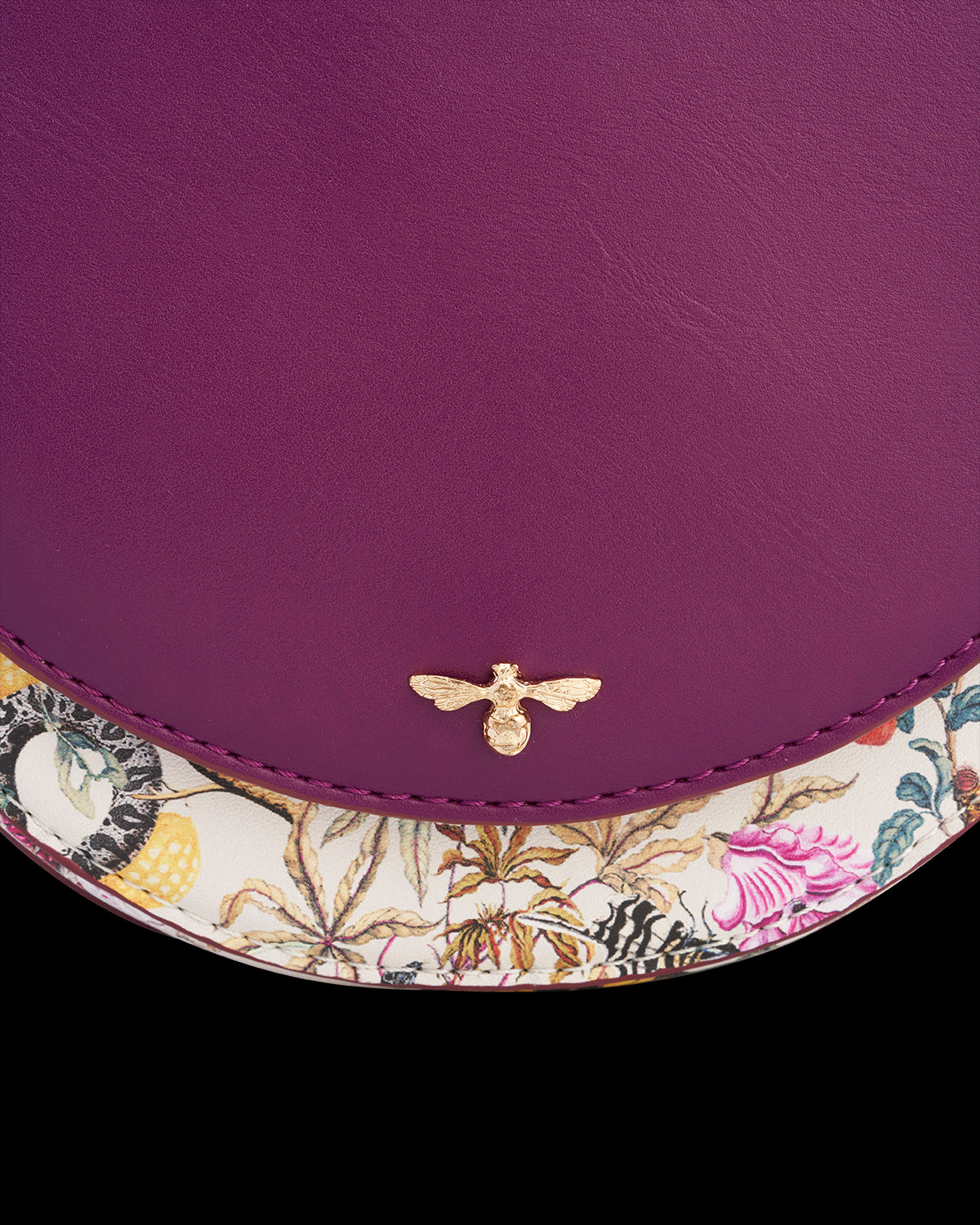 Floral Engravings Plum Saddle Bag