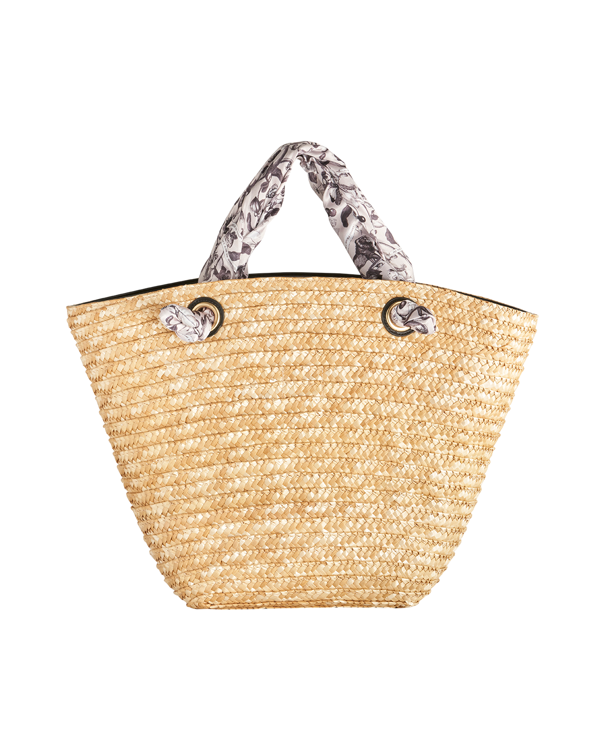 Tree Of Life Monochrome Raffia Basket Bag