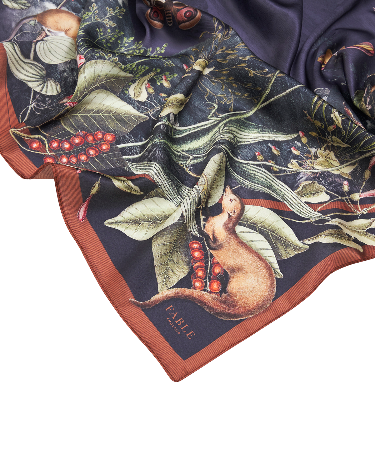 Navy Wolf Garden Narrative Square Scarf