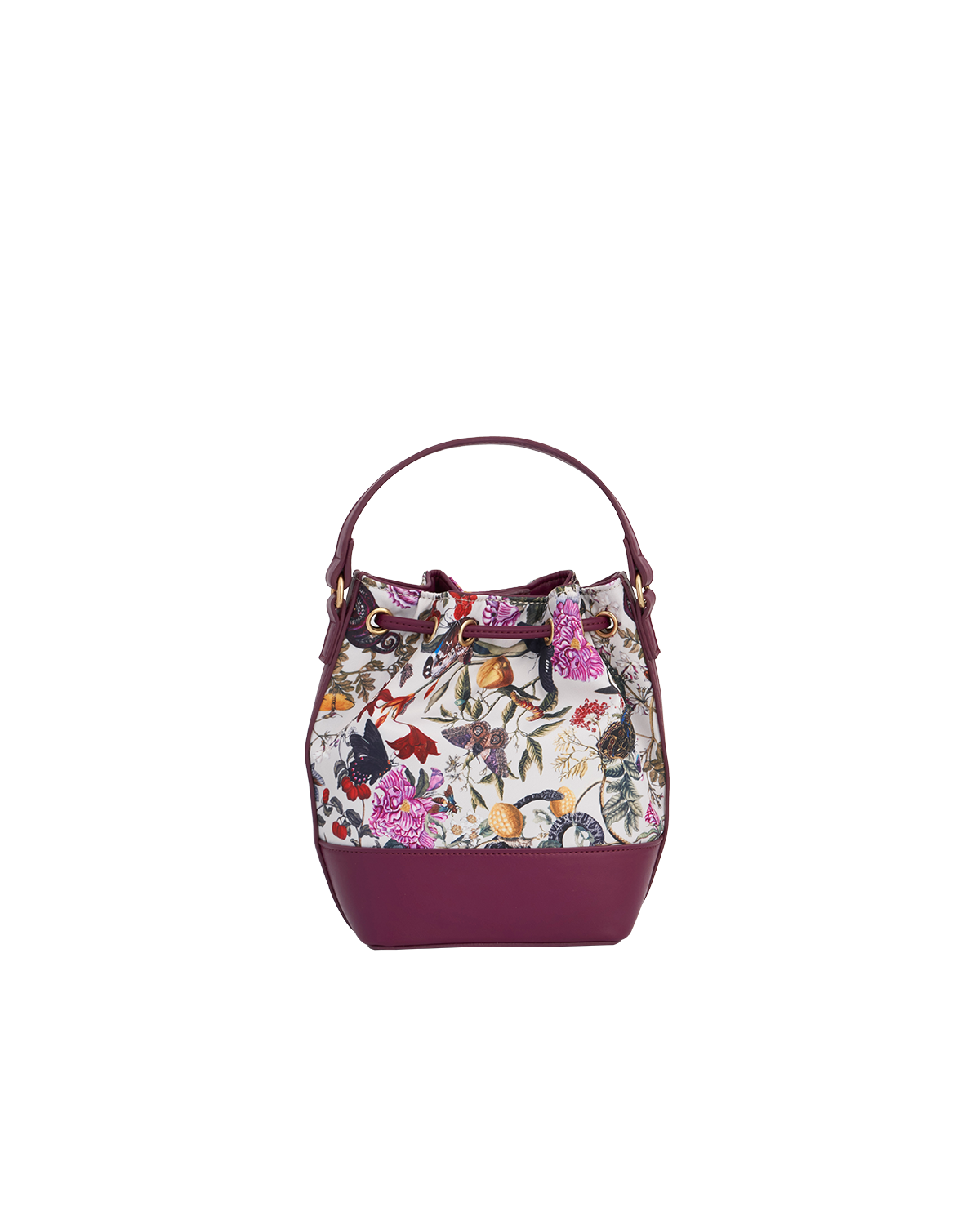 Floral Engravings Plum Bucket Bag