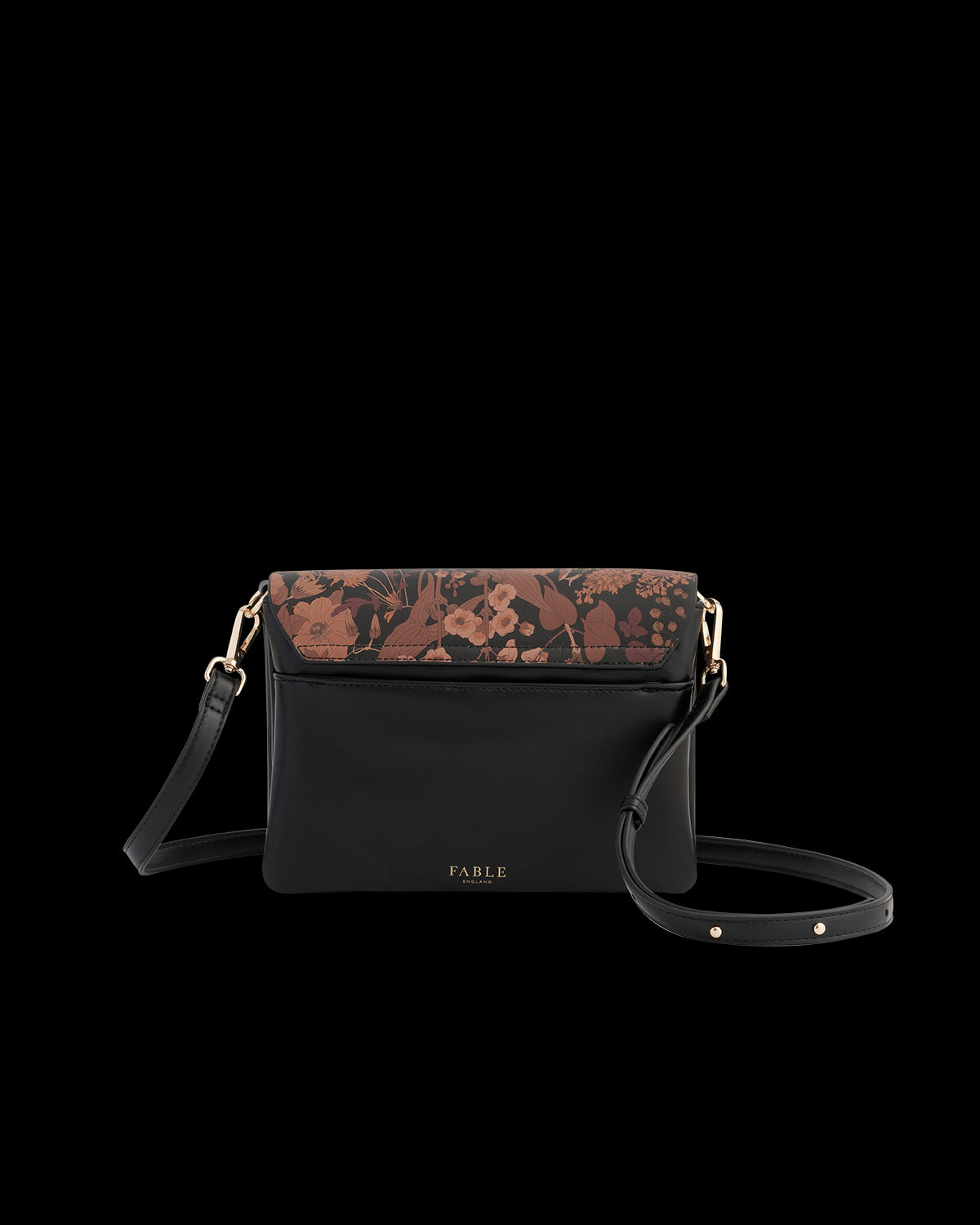 Deco Blooms Black Crossbody Handbag