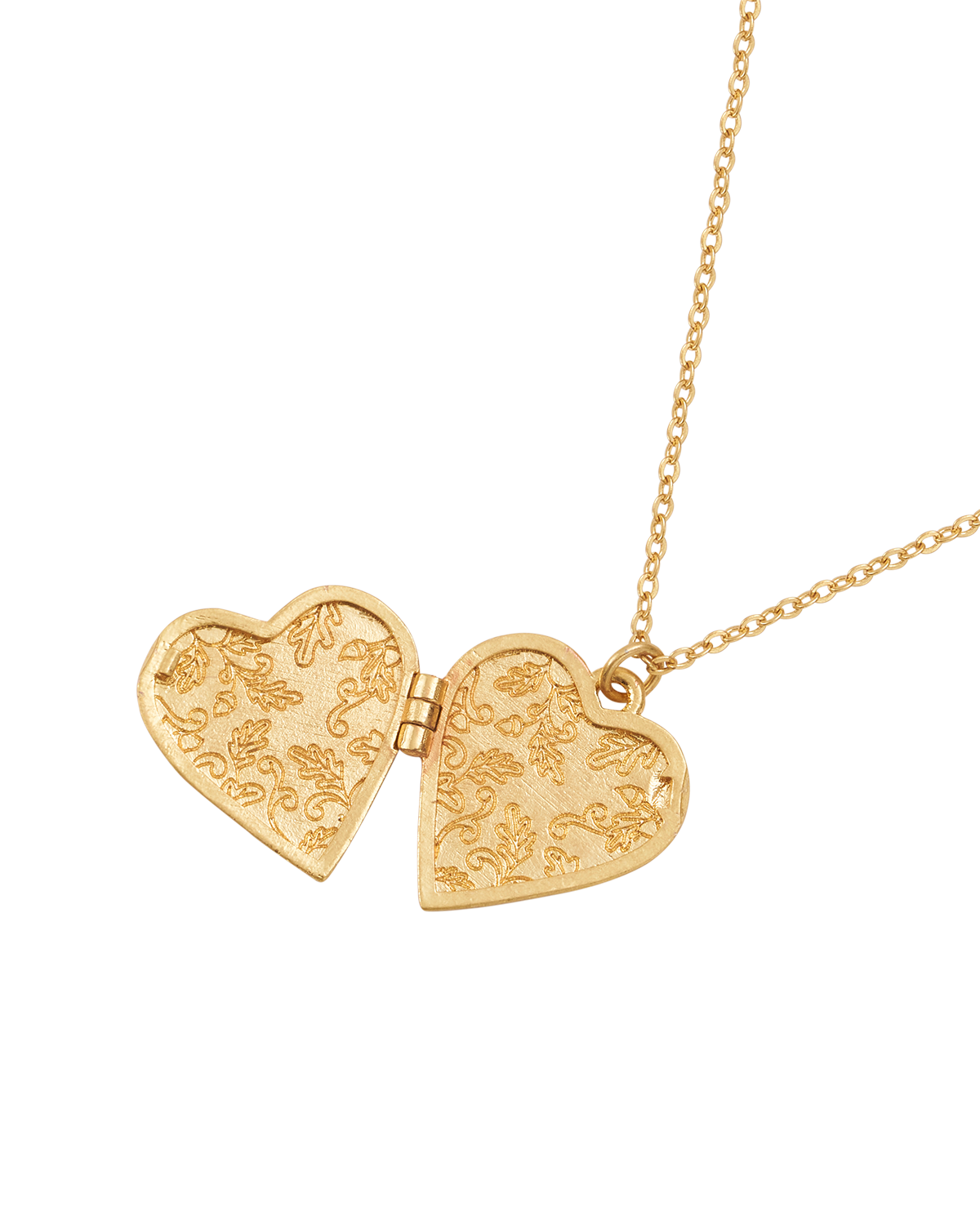 Collar con cadena y relicario en forma de corazón y golondrina
