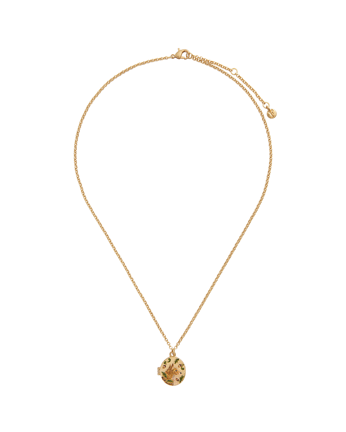 Collar con relicario ovalado Zorro y Bellota