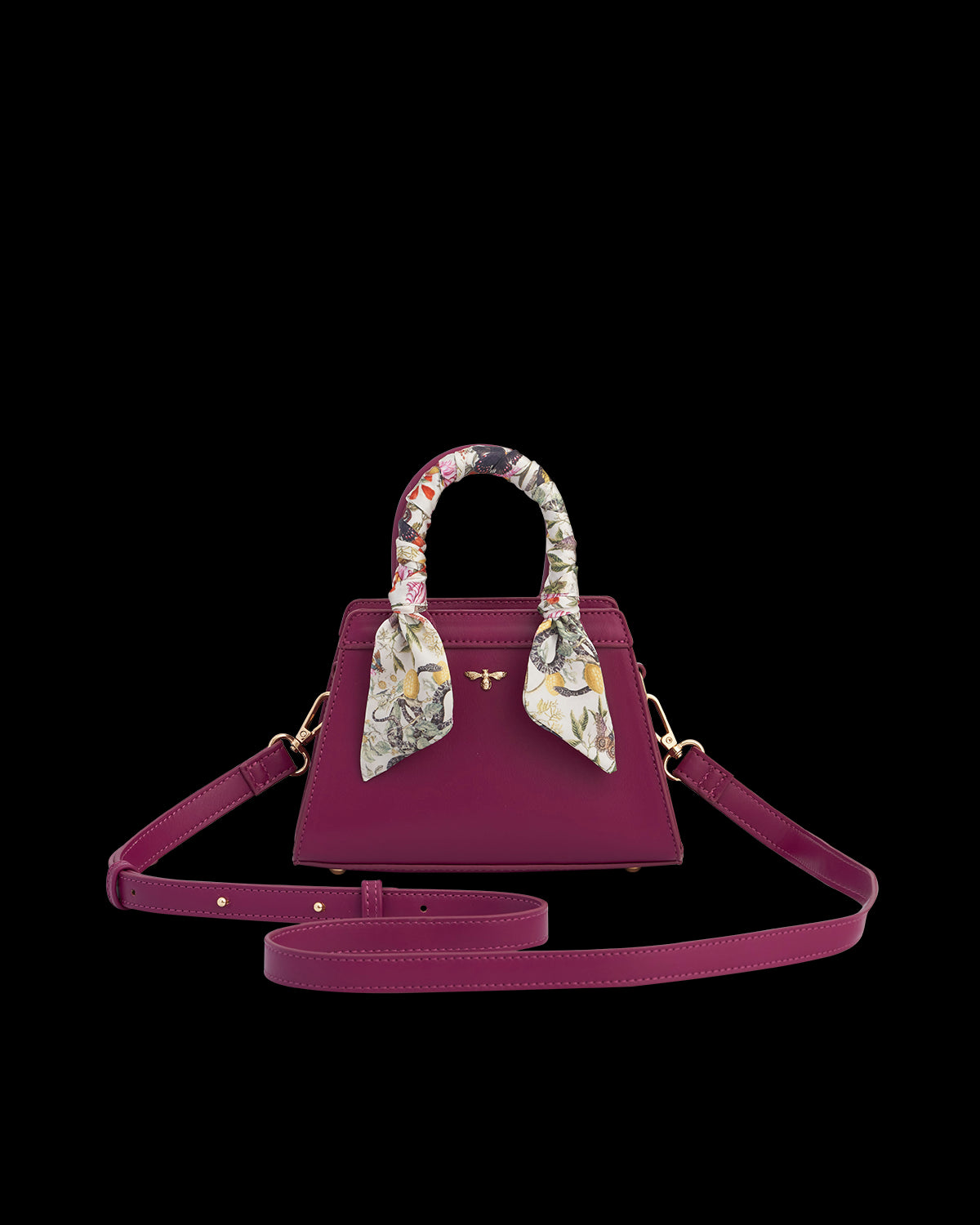 Bolso Tote Floral Mini - Ciruela