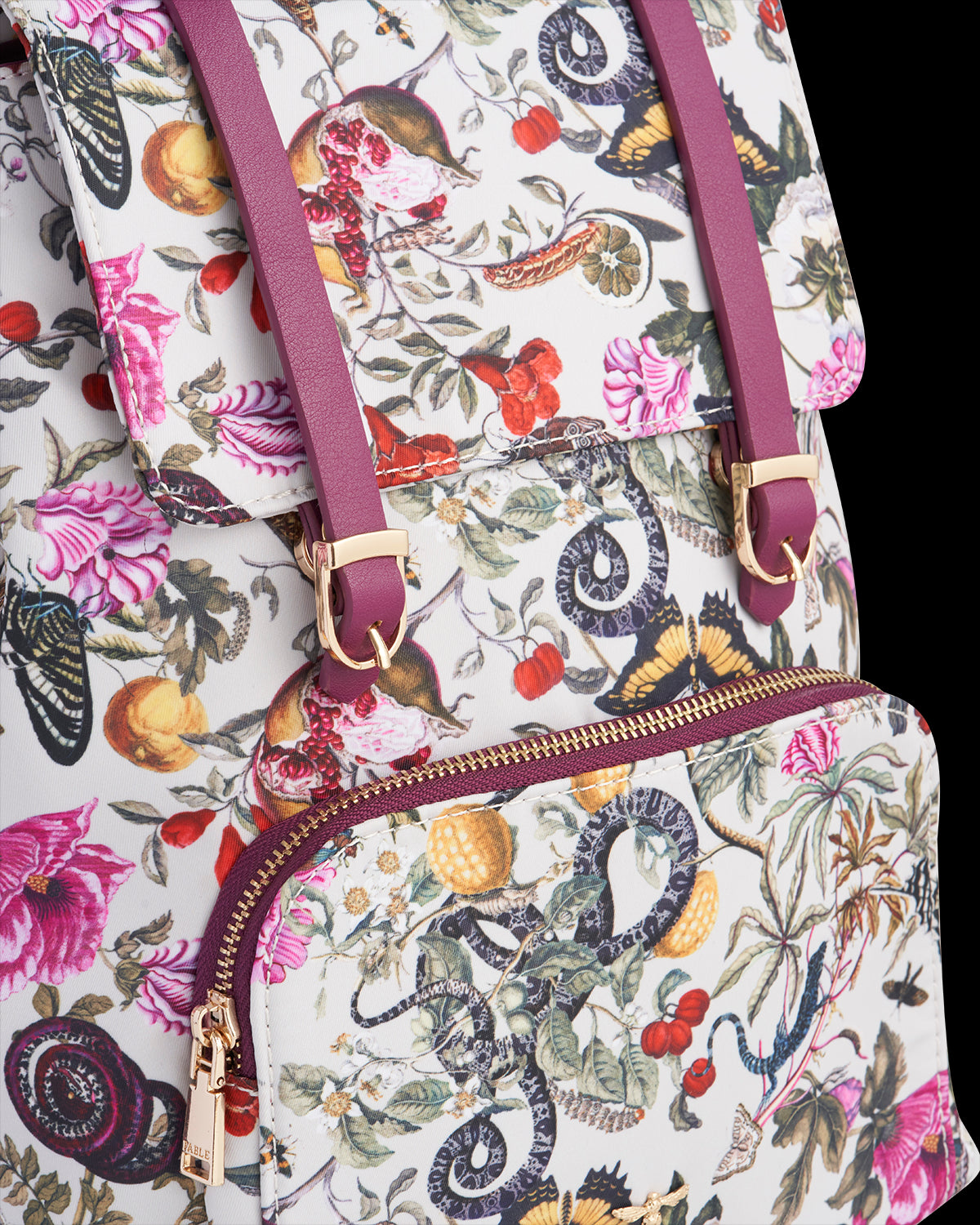 Mochila Mini Floral - Ciruela