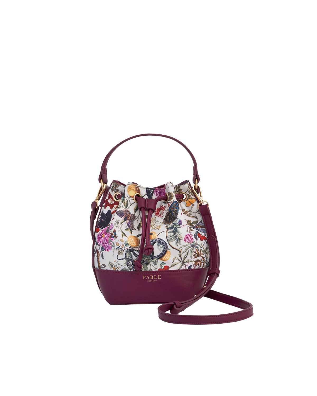 Floral Engravings Plum Bucket Bag