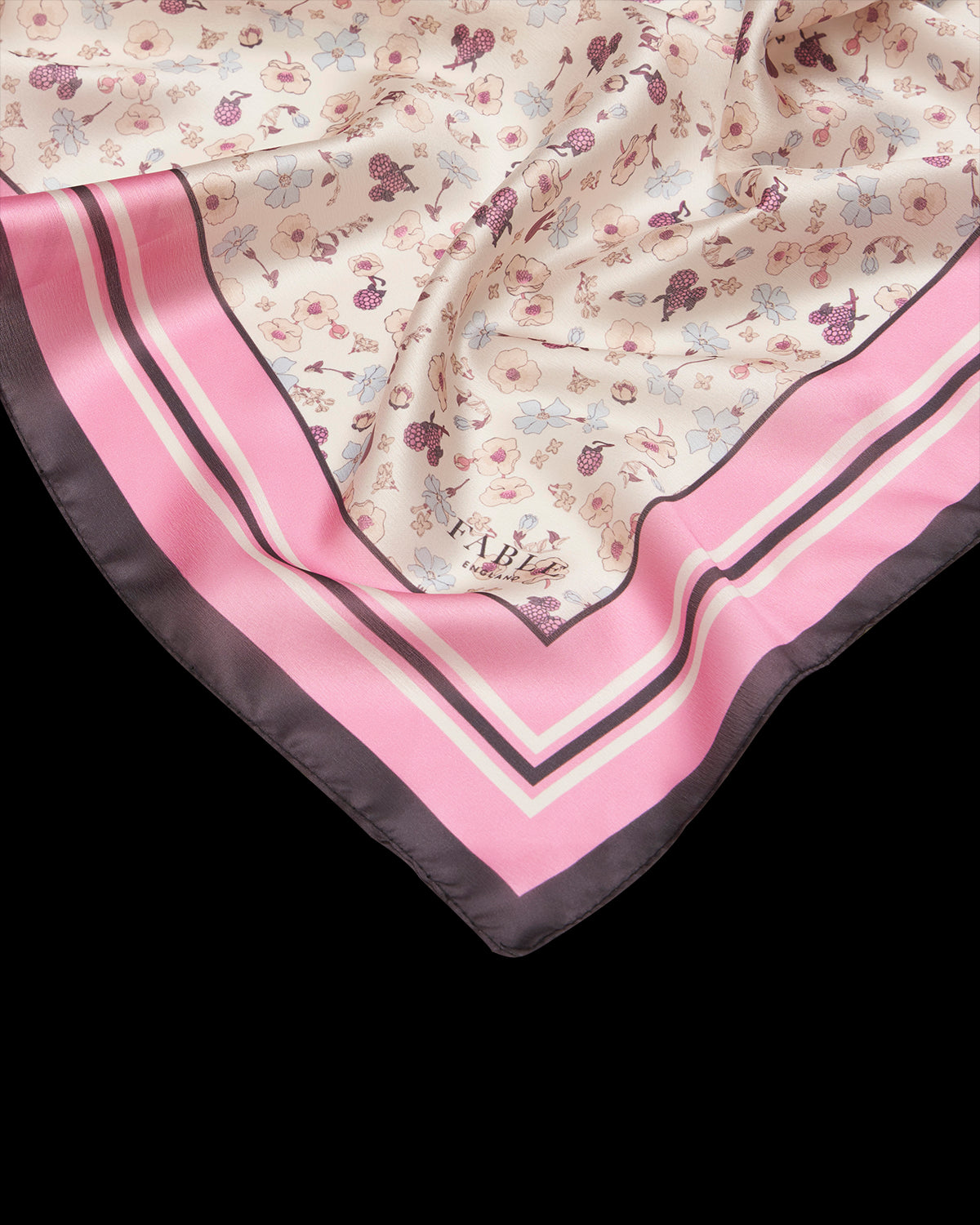 Deco Blooms Silky Lightweight Cream Scarf