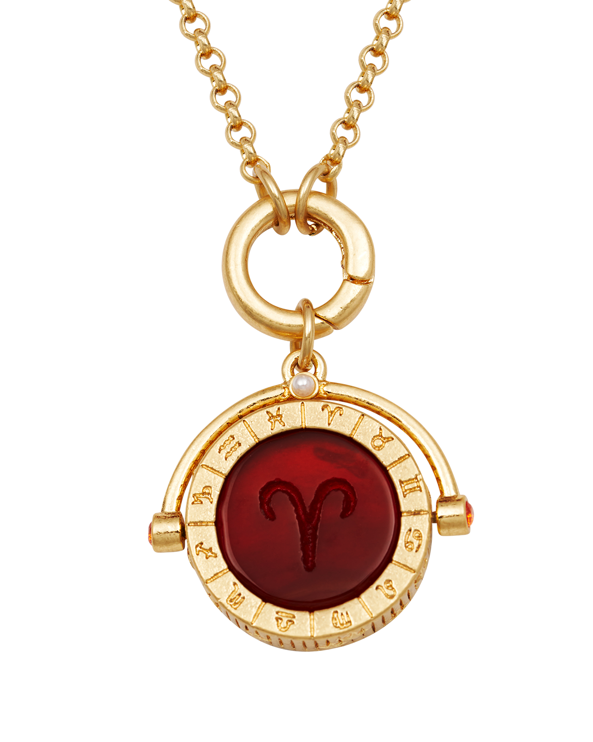 Aries Zodiac Spinner Necklace in Gold