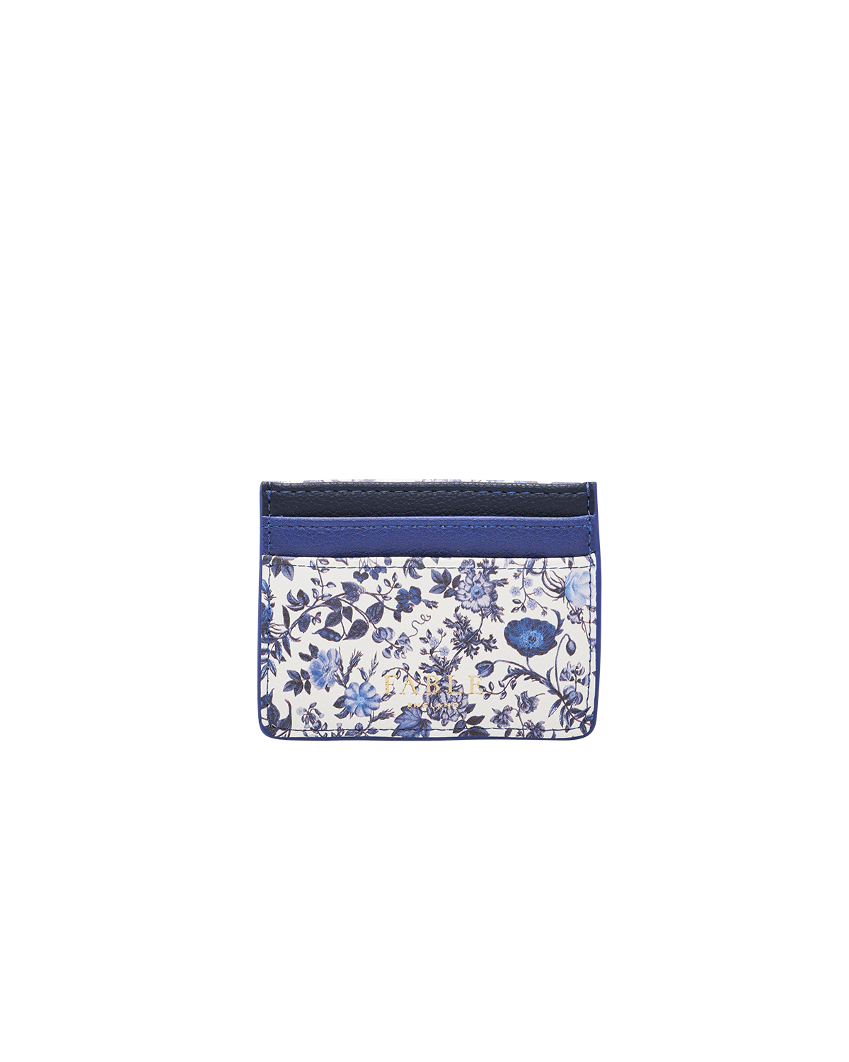 Blue Agnes Ditsy Card Holder featuring a floral design and soft faux leather material.