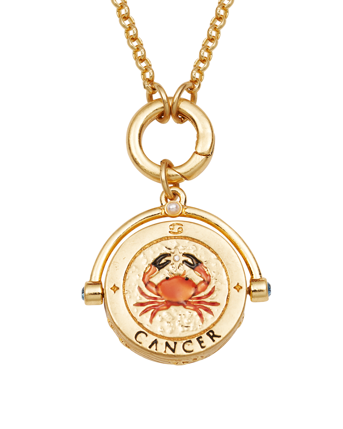 Cancer Zodiac Spinner Necklace in Gold