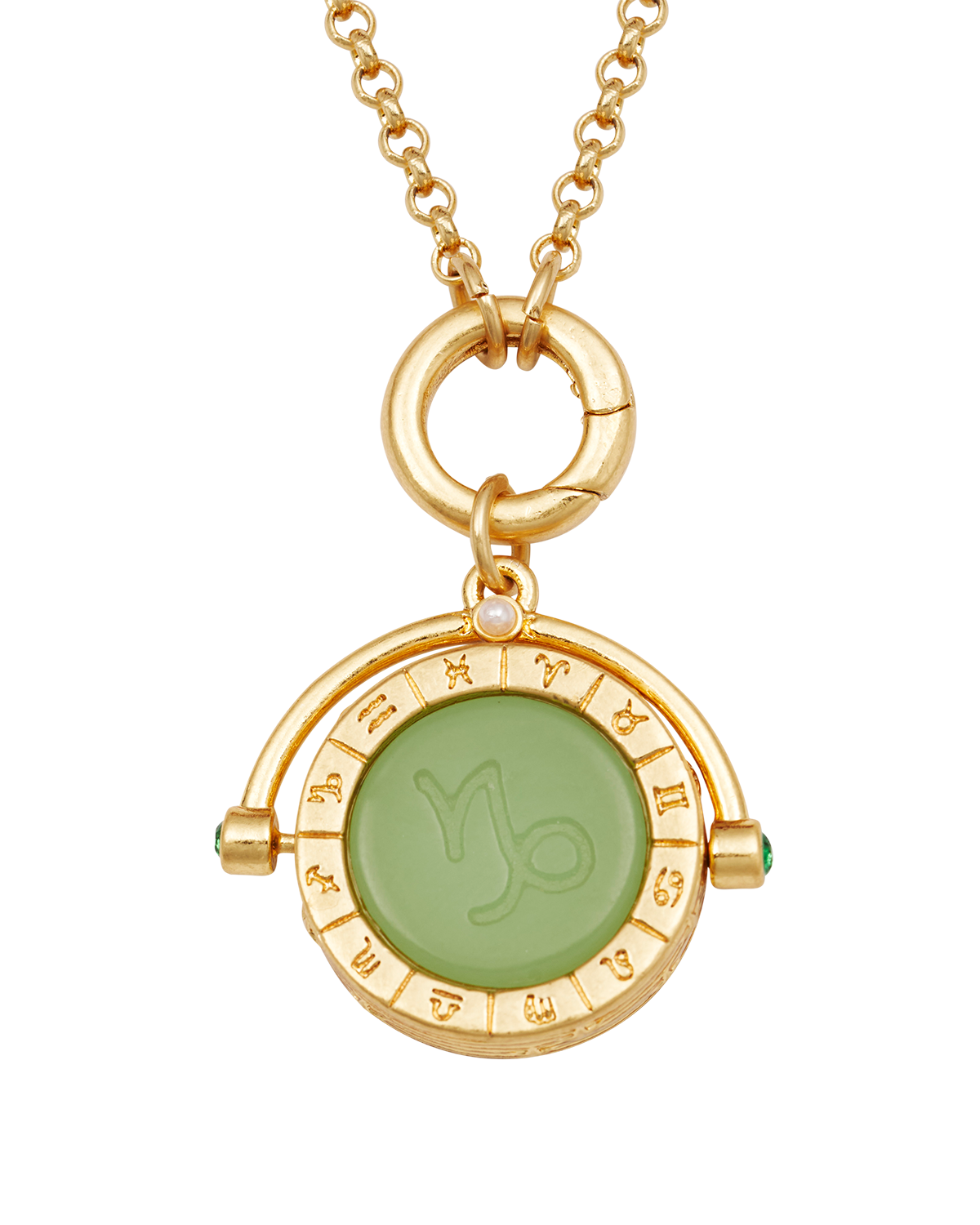 Capricorn Zodiac Spinner Necklace in Gold