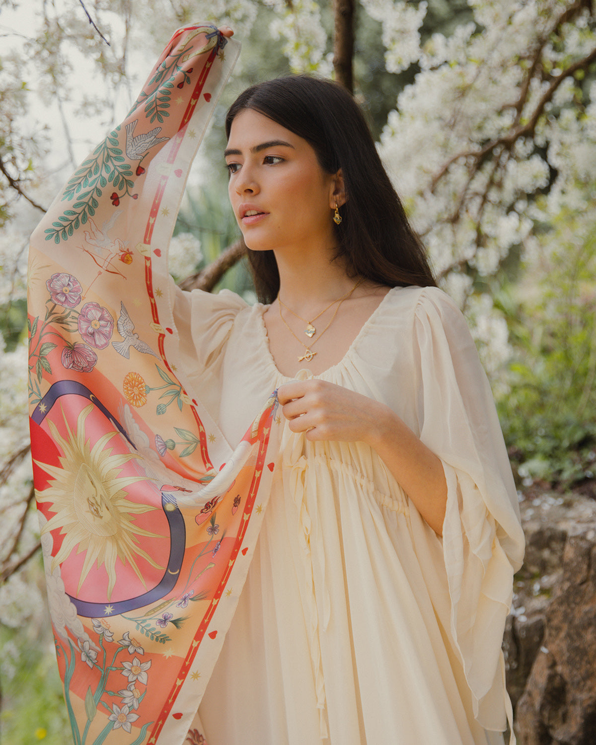 Pink Freya narrative square scarf