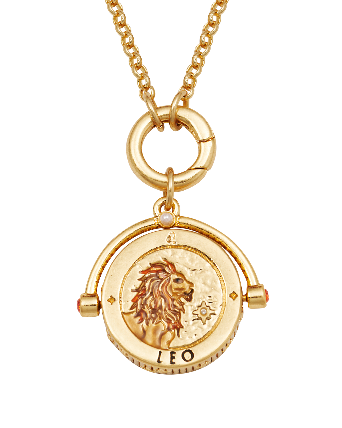 Leo Zodiac Spinner Necklace in Gold