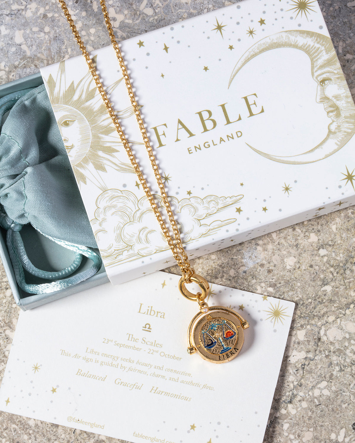 Libra Zodiac Spinner Necklace in Gold