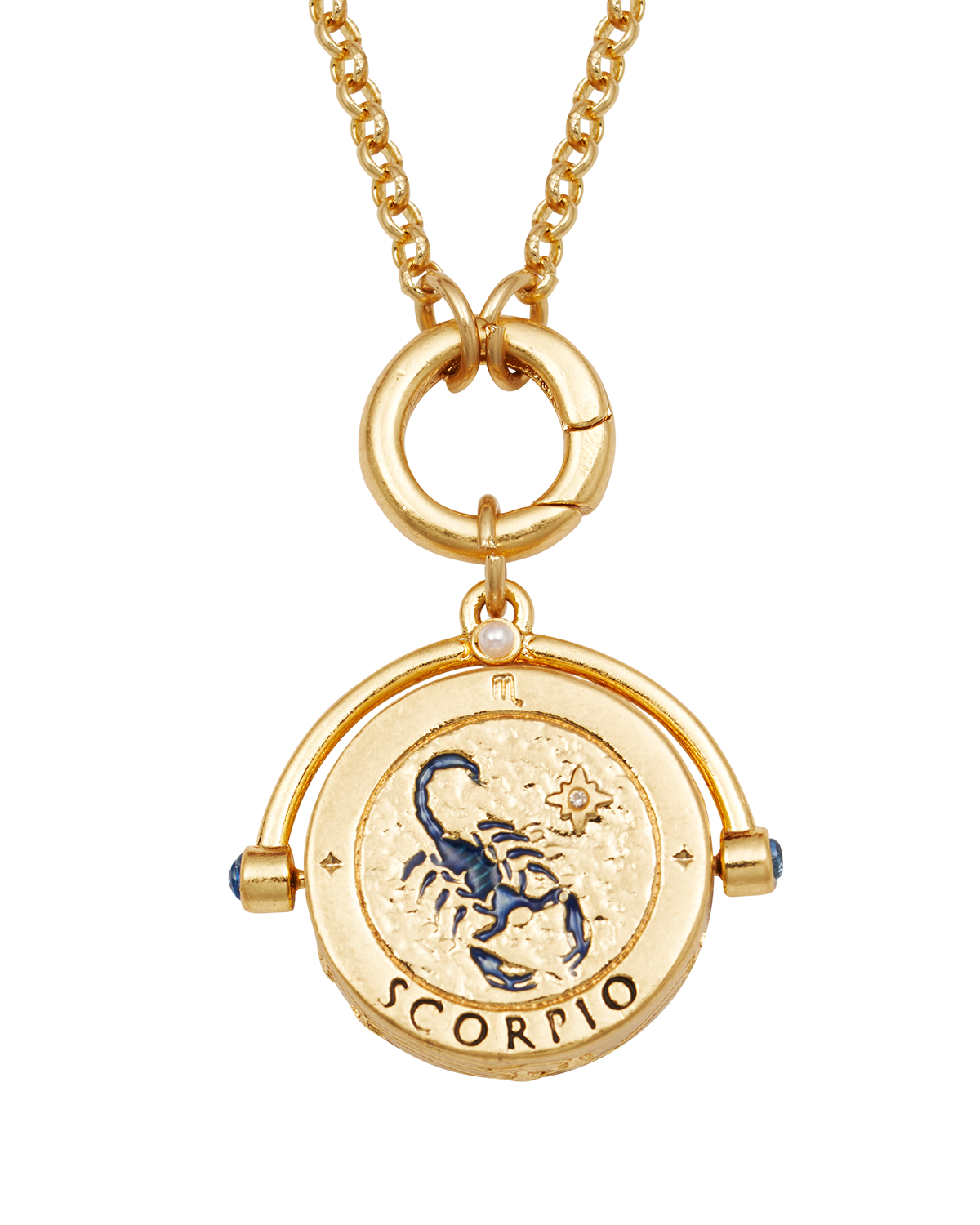 Scorpio Zodiac Spinner Necklace in Gold