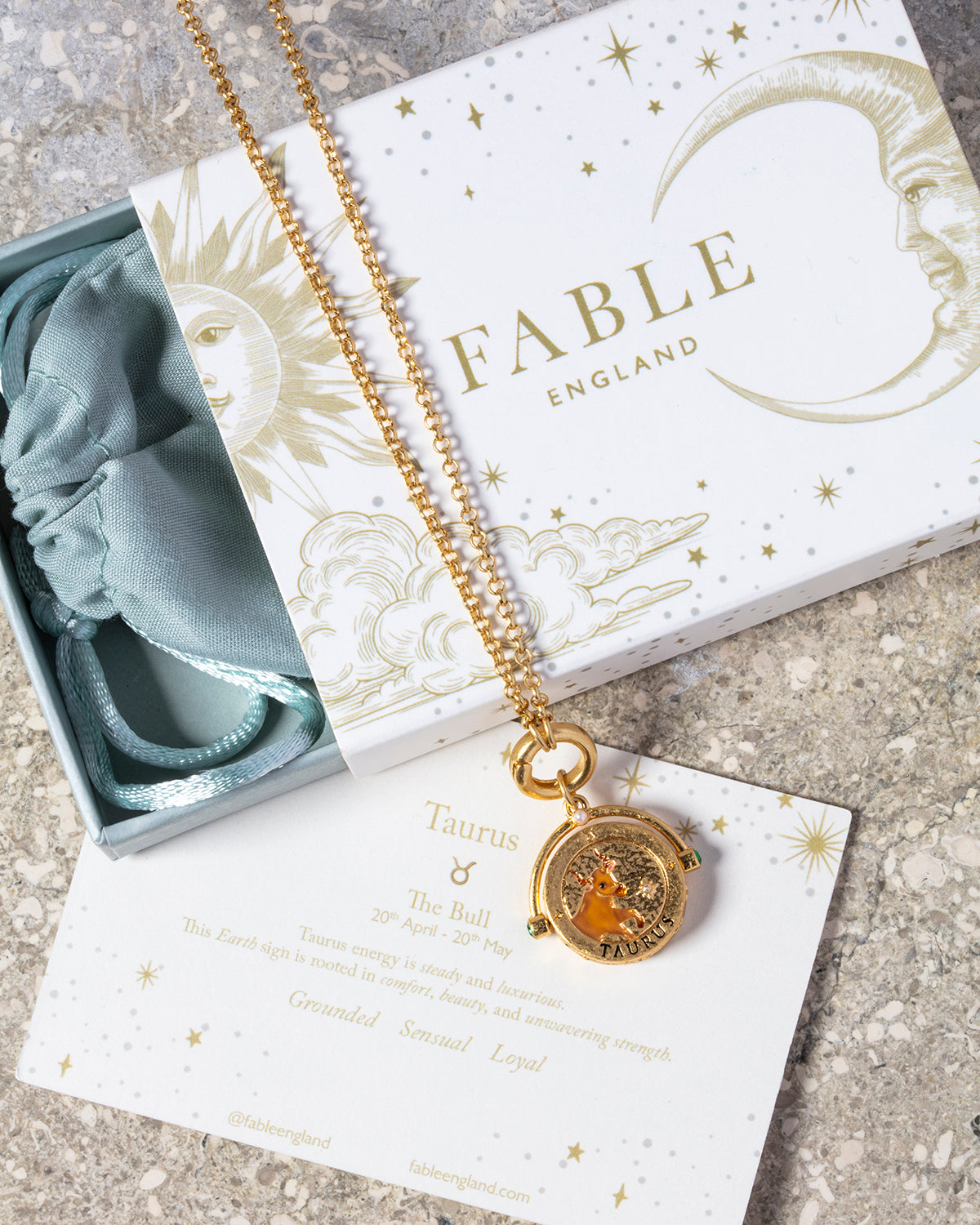 Taurus Zodiac Spinner Necklace in Gold