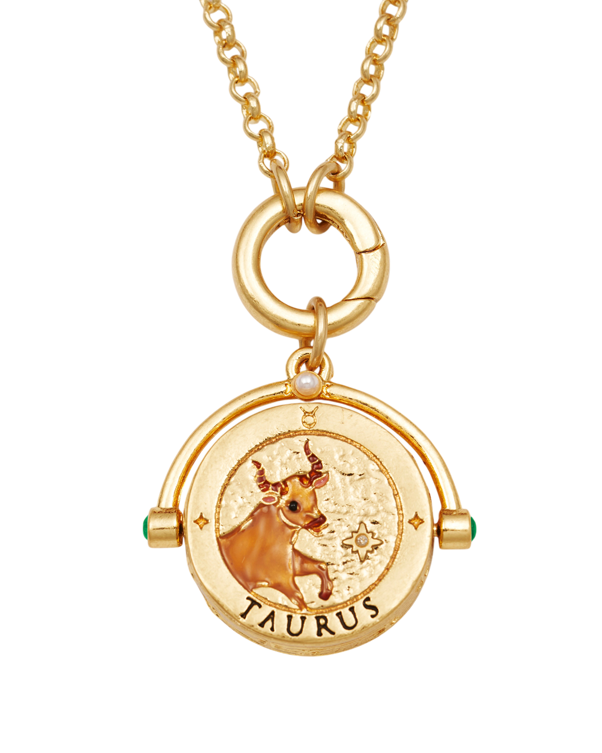 Taurus Zodiac Spinner Necklace in Gold