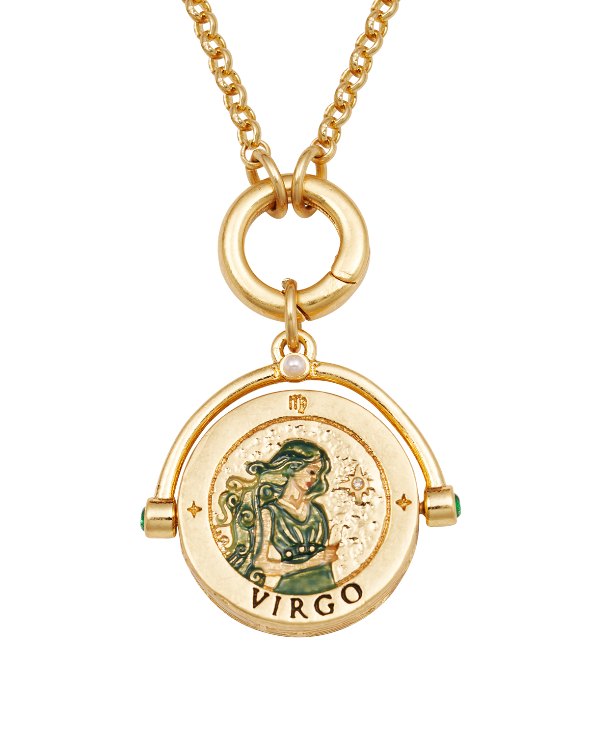 Virgo Zodiac Spinner Necklace in Gold