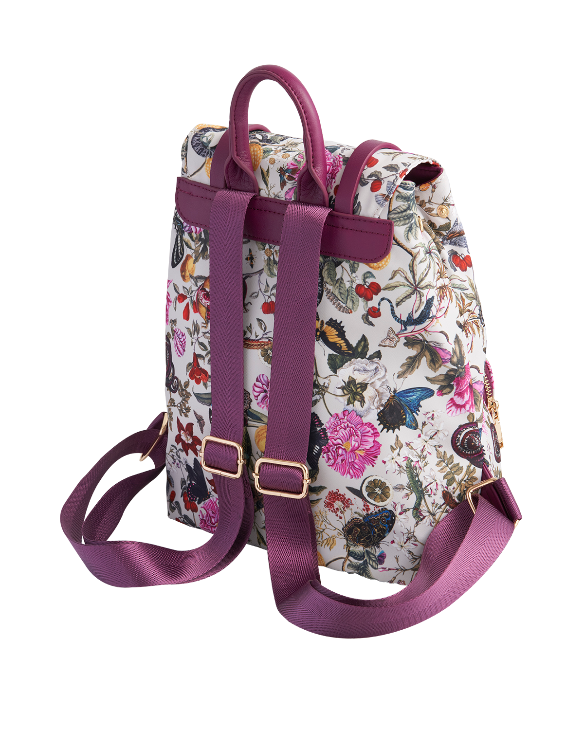 Floral Engravings Small Plum Backpack