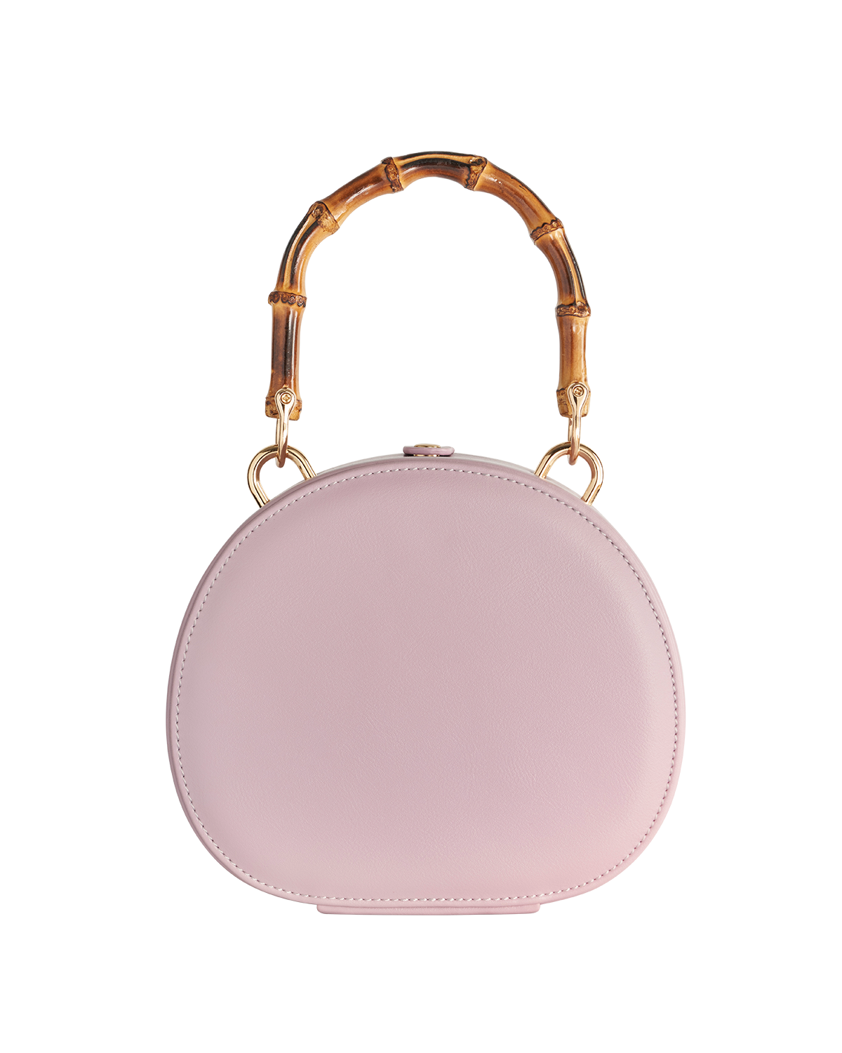 Embroidered Shell Lilac Bamboo Top Handle Bag